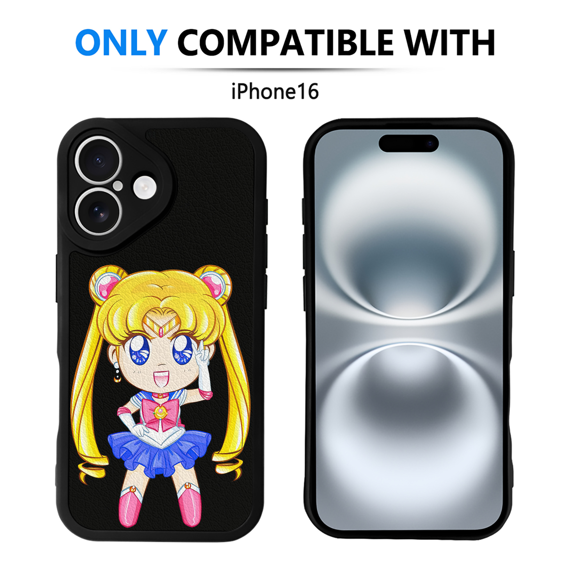 （画像用） 美少女戦士セーラームーン 月野 うさぎ つきの うさぎ Sailor Moon Tsukino Usagi 【iPhone 16シリーズ対応】シリコンスマホケース（レザー調） 材質：シリコン